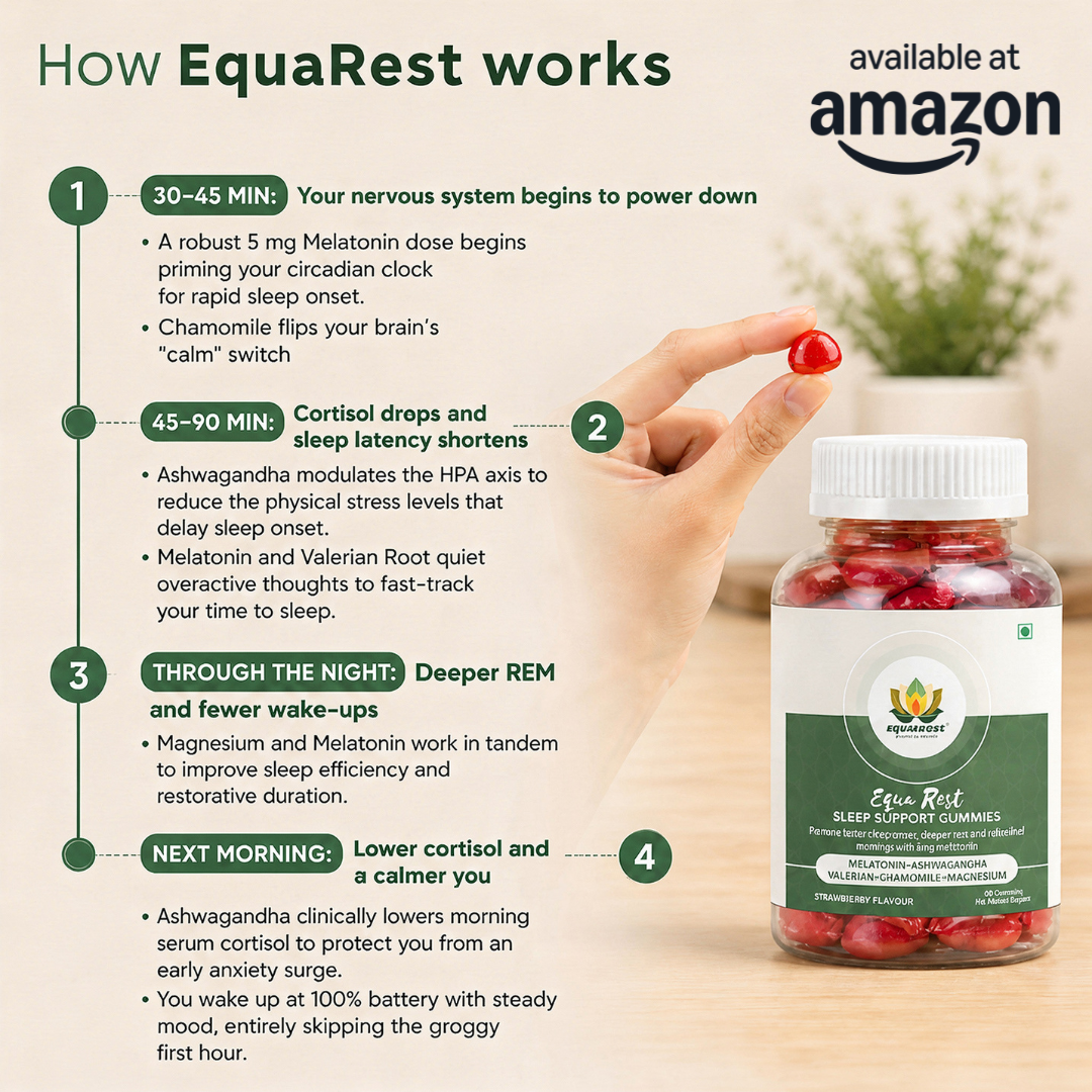 EquaRest Sleep Support Gummies – 5mg Melatonin, Ashwagandha & Chamomile ( ~30 Count)